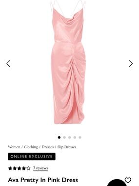 Ava Pink Cowl Midi Slip Dress with Draped Ruched Skirt